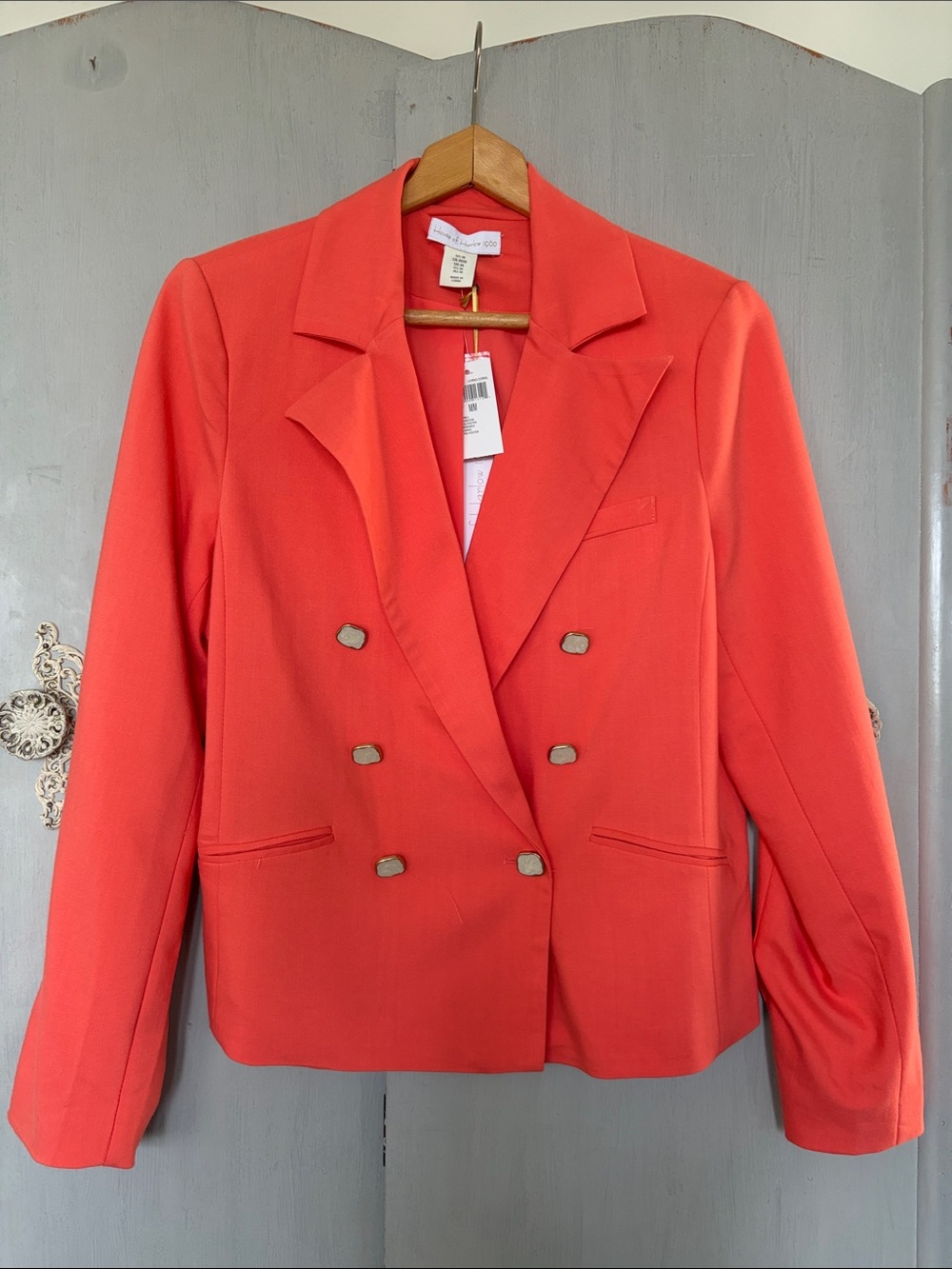 House of Harlow 1960 Coral-Red Double-Breasted Blazer
